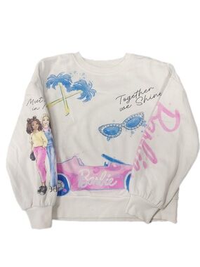 Barbie White Crewneck Sweatshirt with Script Logo